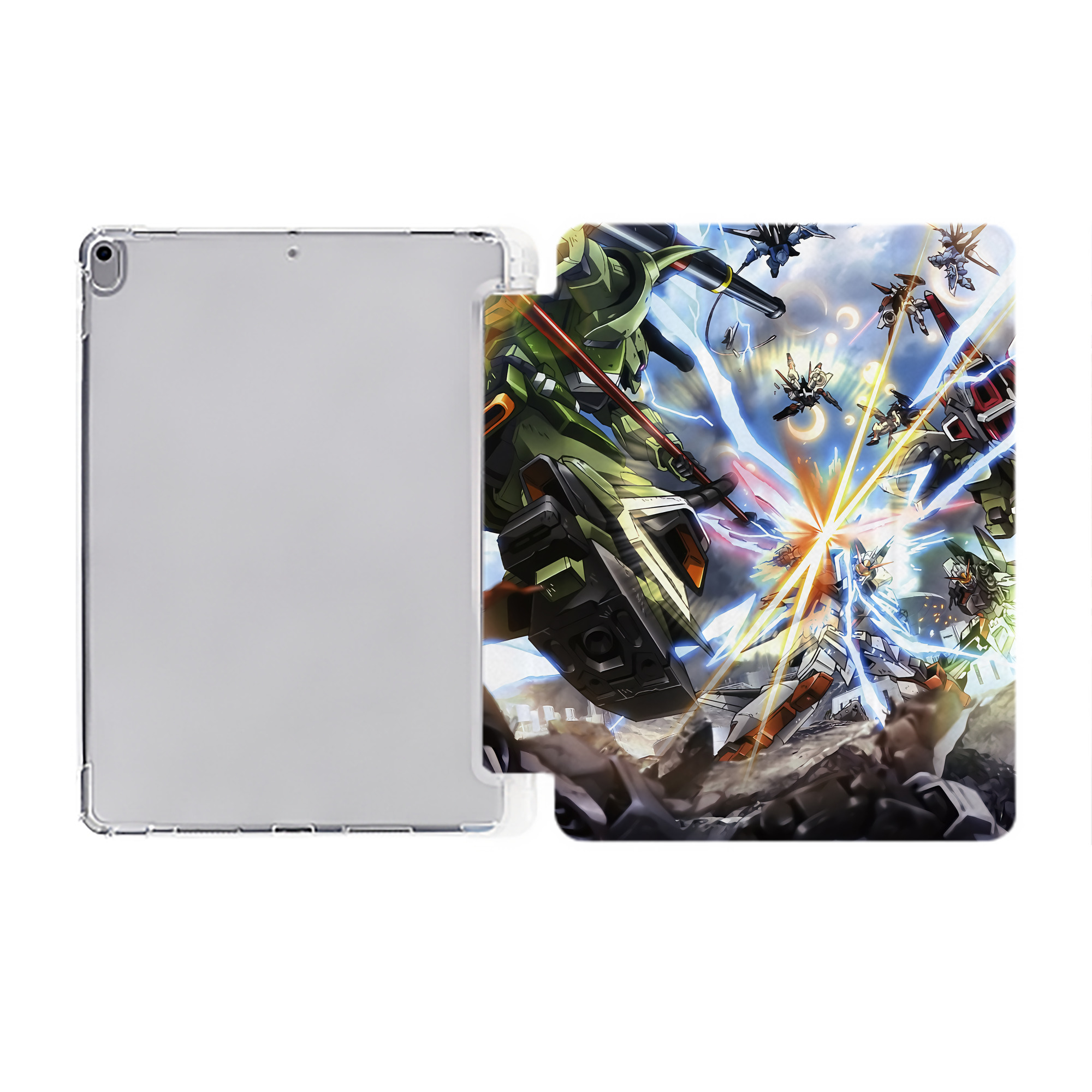 （画像用） 機動戦士ガンダム Mobile Suit Gundam IPad ケース ペン収納付き 三つ折りスタンド PUレザー×シリコン 対応機種9.5/10.5/10.9インチ
